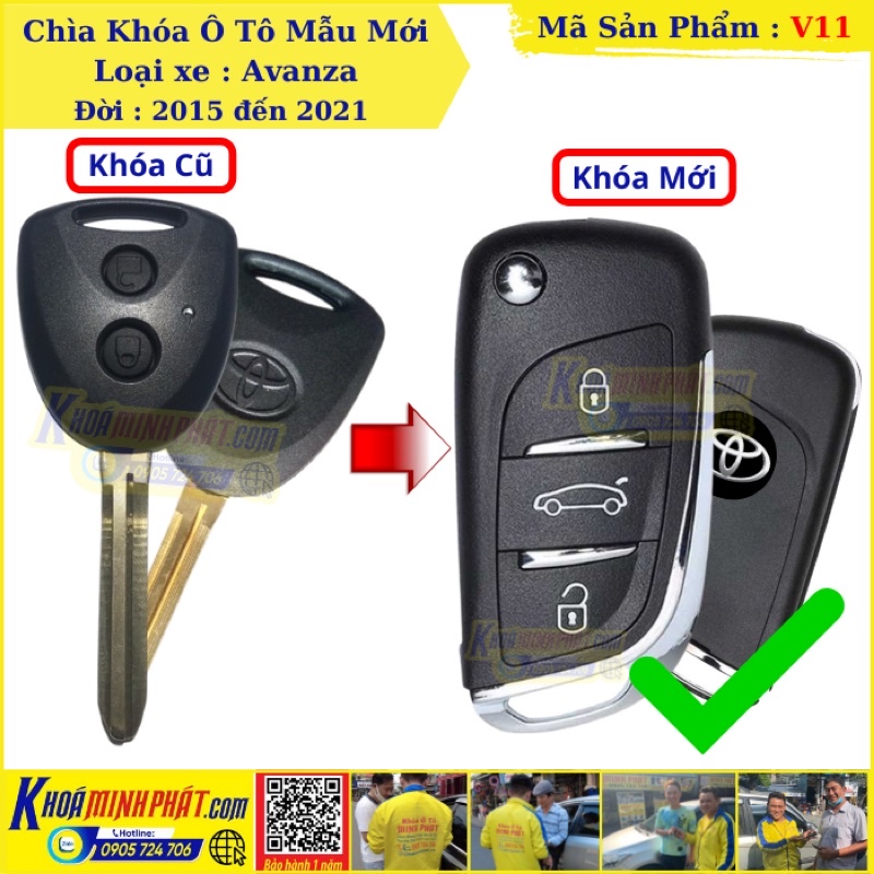 Chìa khóa xe Toyota Avanza Độ gập mẫu V11