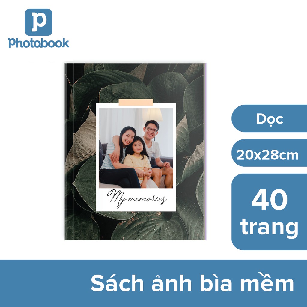 [Toàn Quốc] [E-voucher] In sách ảnh theo yêu cầu bìa mềm 40 trang 8" x 11" khổ dọc (20 x 28cm) - Web Photobook