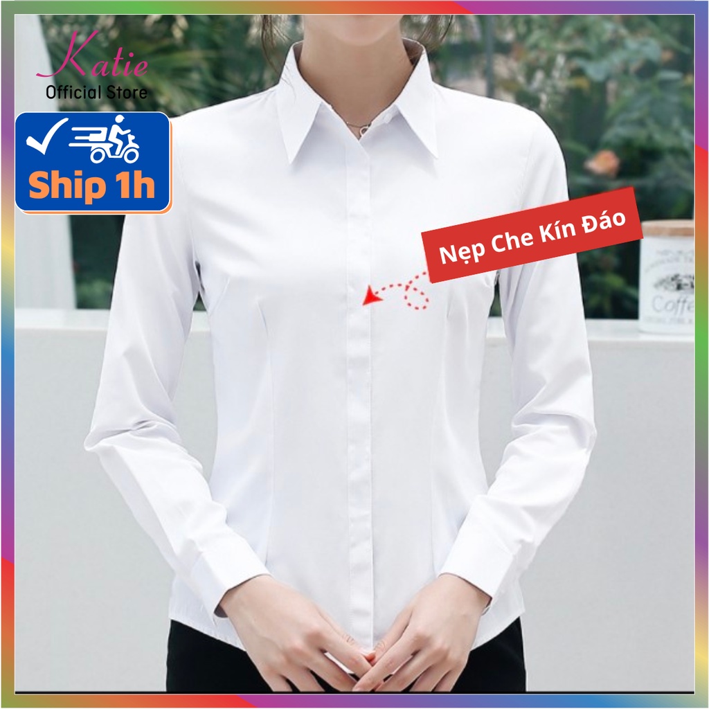 Áo Sơ Mi Nữ Chiết Eo KATIE Áo Somi Nữ Chiết Ly Tay Dài Và Tay Ngắn So Mi Trắng Chất Cotton Cao Cấp Có BigSize -BEN EO
