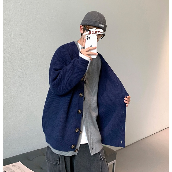 Áo Khoác Cardigan Dài Tay Nam Phong Cách Simple Thời Trang Cho Nam Và Nữ 2023 Hàn Quốc ÁO Len DệT Kim Nam Áo Sơ Mi Oversize Tay Dài Dáng Rộng Cổ Chữ V Thời Trang Dành Cho Nam