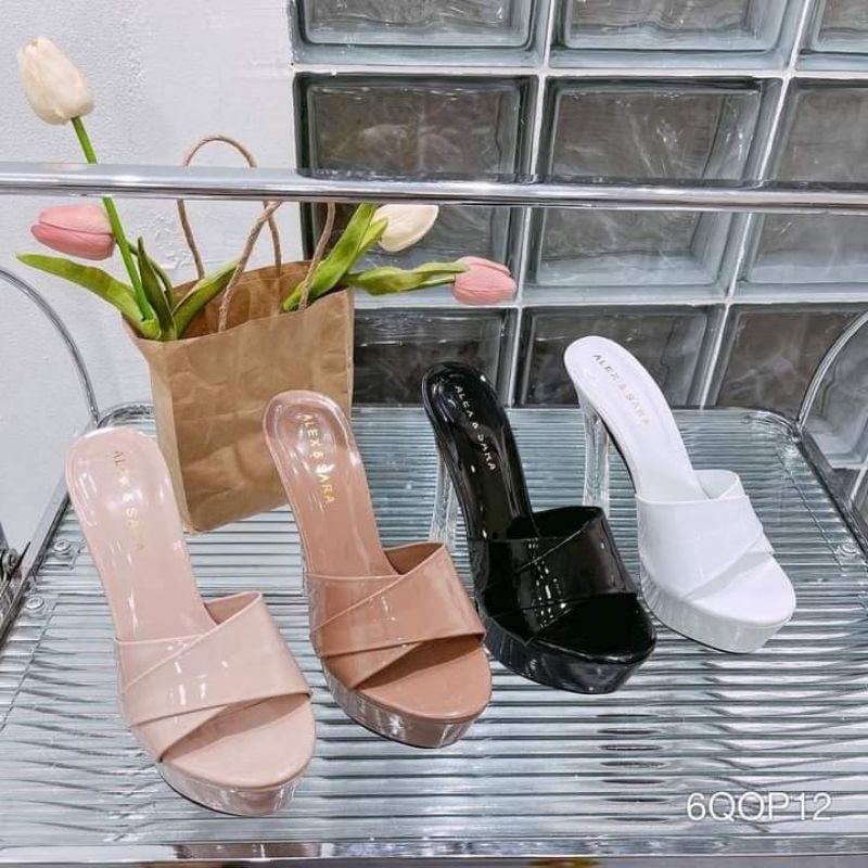 guốc cao 12 phân gót trong quai xếp ly/ Đúp 12 phân