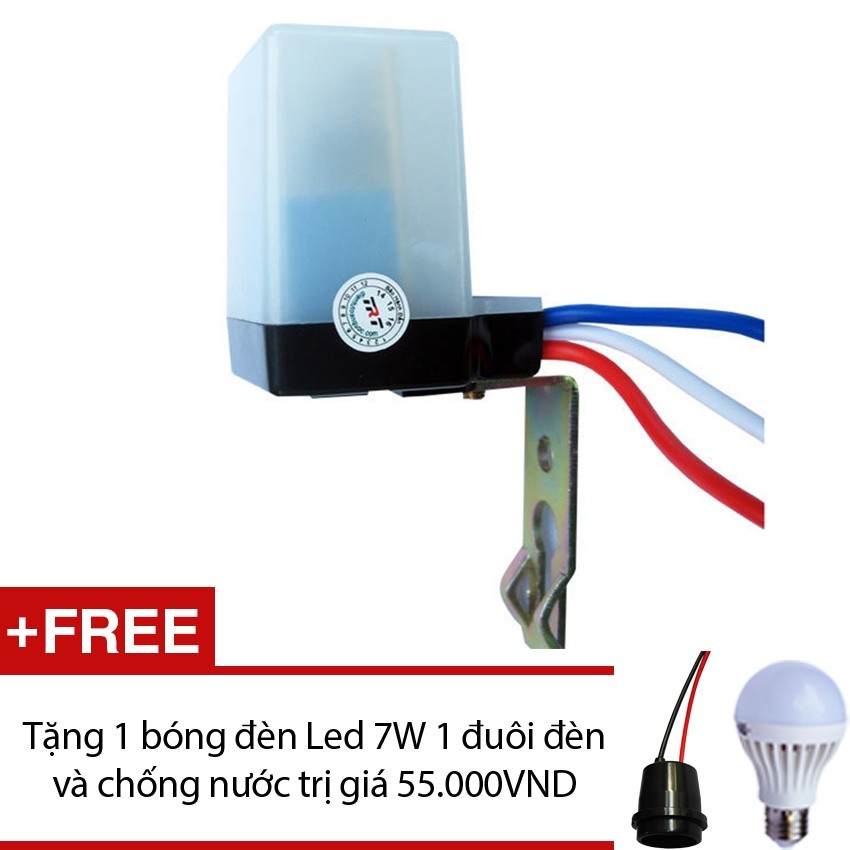 Công tắc cảm biến ánh sáng PG LS6B + Tặng 1 đèn Led 7W, 1 đuôi đèn chống nước