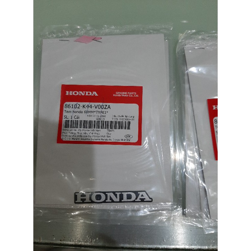 Tem chữ honda đỏ xám bạc 60mm chính hãng honda (giá 1 tem)