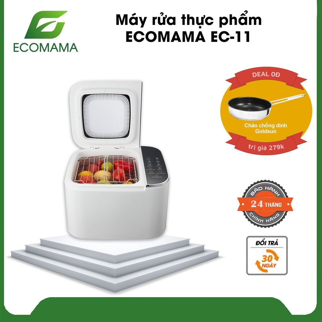 Máy Rửa Thực Phẩm Đa Năng Siêu Âm ECOMAMA Chính Hãng Bảo Hành 2 Năm, Khử Độc Hoa Quả, Thị, Hải Sản, Tiệt Trùng Bình Sữa