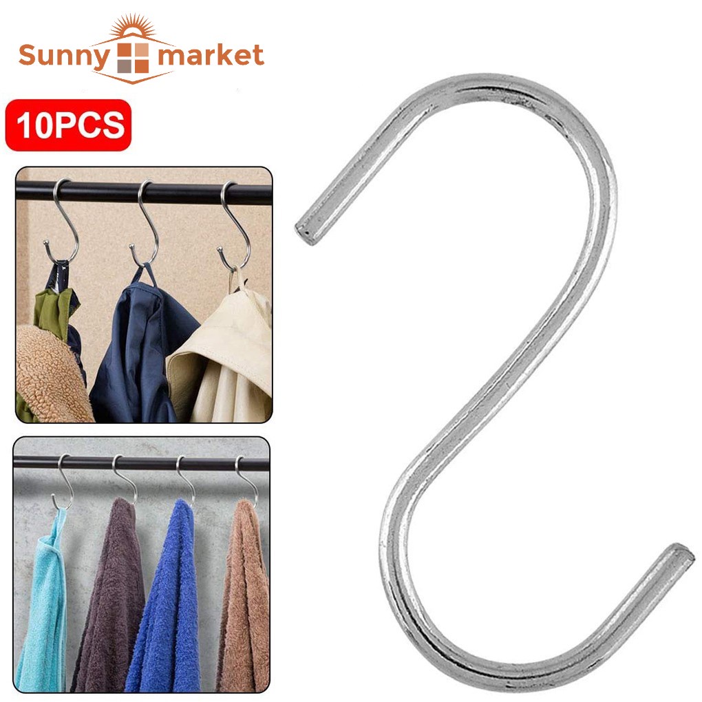 Bộ 10 móc treo chữ S 100% inox không gỉ (Chịu lực được 20kg)