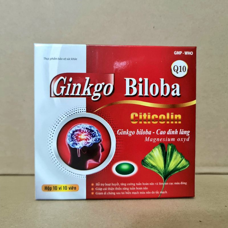 Bổ não Ginkgo Biloba Citicolin Coenzym Q10 giúp hoạt huyết, dưỡng não