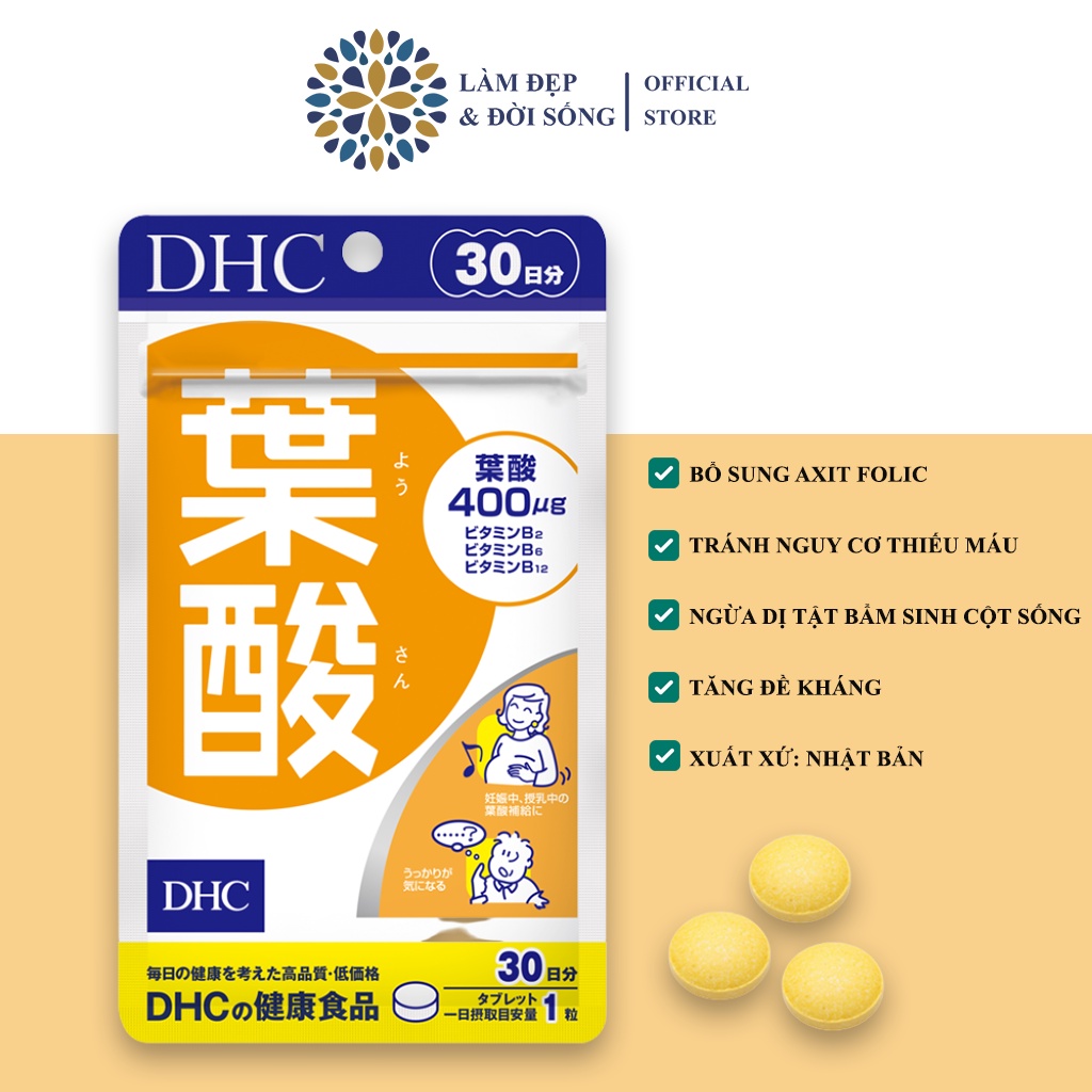 Viên uống cho mẹ bầu DHC Folic Acid 30 ngày (30 viên/gói)