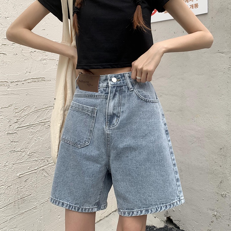 Quần short jean nữ ống suông ngố lửng sooc bò MSHA5