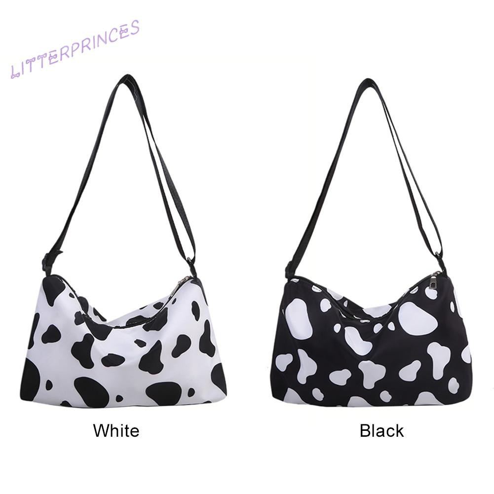 Litterprinces Fashion Women Oxford Cloth Cow Pattern Print Crossbody Bag Messenger Bags