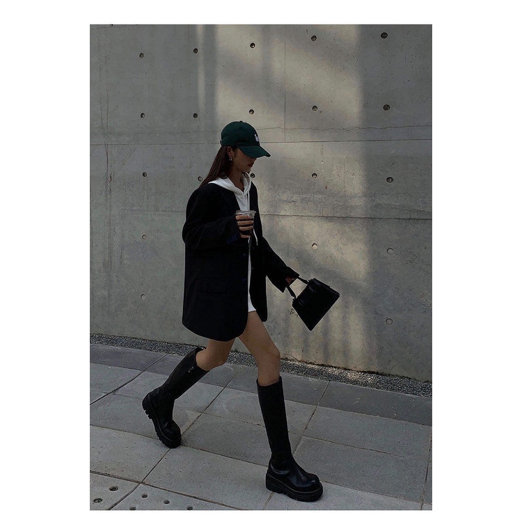 Áo khoác vest blazer màu đen dáng rộng phong cách Hàn Quốc thời trang xuân thu dành cho nữ ngoại cỡ | BigBuy360 - bigbuy360.vn
