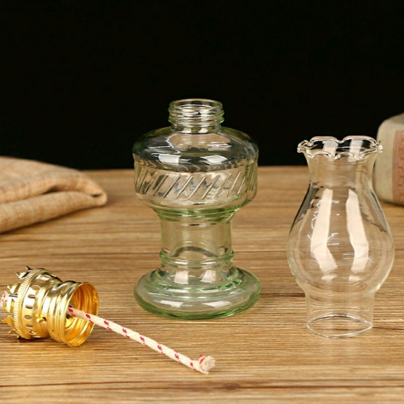 Đèn dầu thủy tinh-vật phẩm thờ cúng ,có bóng lẻ và tặng kèm tim đèn