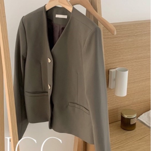 Áo vest blazer nữ không cổ dài tay cúc trái tim Hàn Quốc Mã FL giảm 20k AO019 ảnh thật
