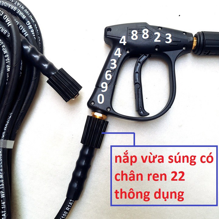 15m Dây xịt rửa, dây rửa xe lõi thép áp lực cao cấp [ 2 ĐẦU TO ]