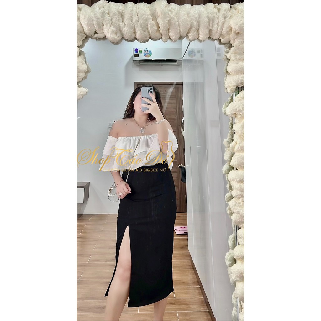 (TÁO ĐỎ BIGSIZE 55-90KG) CHÂN VÁY MIDI DÀI XẺ TÀ SIÊU XINH ( ảnh + video thật shop chụp 100%)🥰