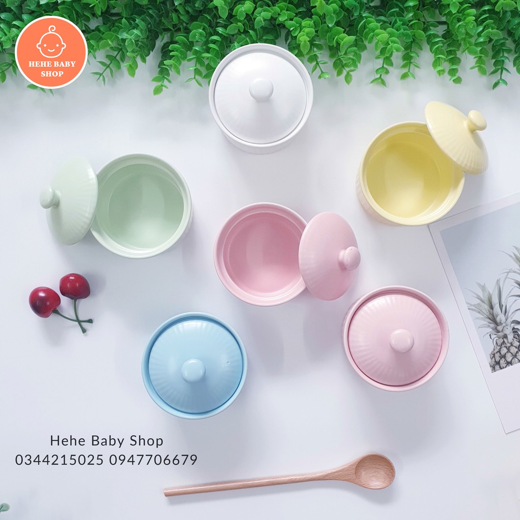 Bát Ăn Dặm Gốm Sứ Ramenkin Có Nắp 150ml