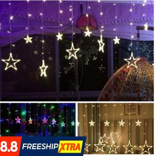NHẤP NHÁY, ĐÈN LED TRANG TRÍ HÌNH NGÔI SAO 138 DÀI 5M 10 NGÔI SAO LUNG LINH ẢO DIỆU MÀU VÀNG, ĐỦ MÀU