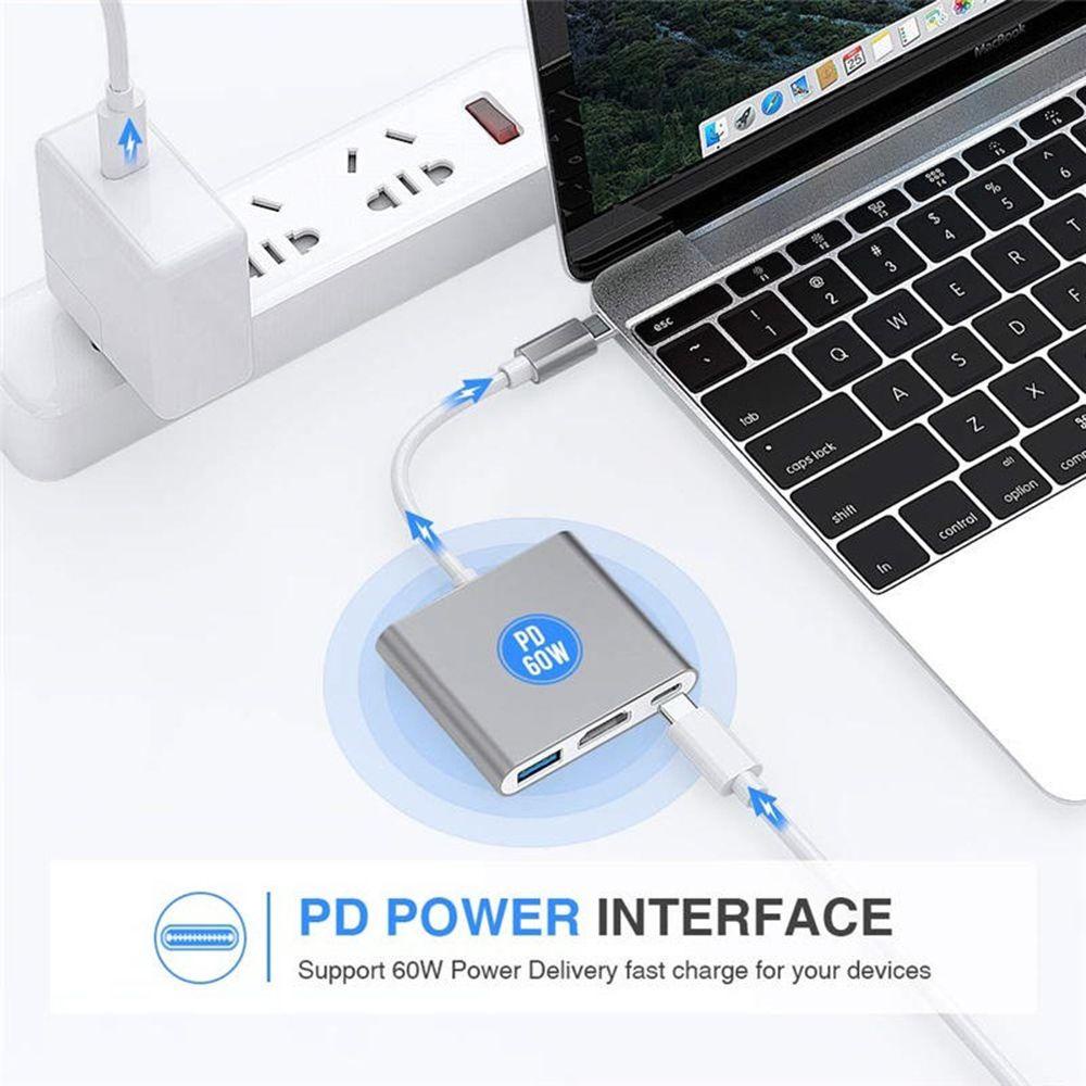 BEBETTERM Bộ Chia 3 Trong 1 USB 3.1 Type C 4K HDMI Cho Laptop PC