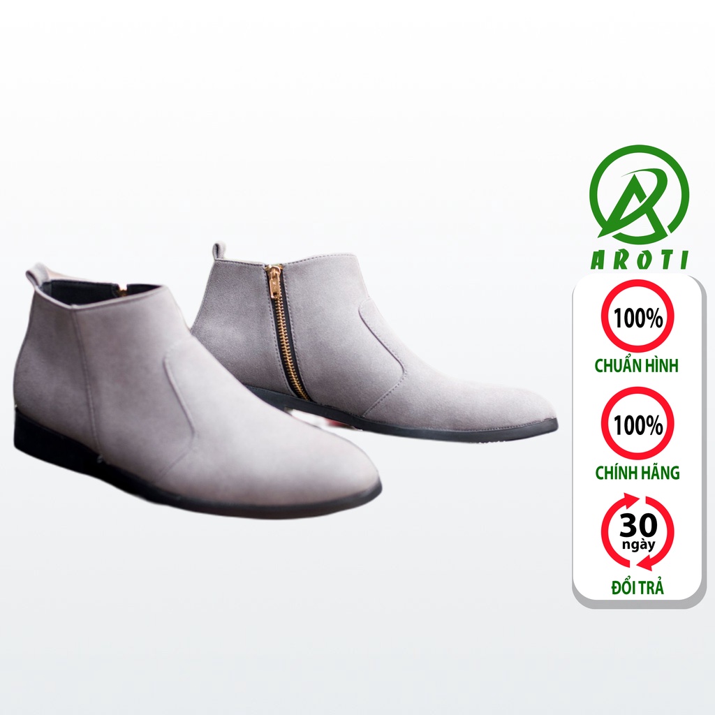 Giày Cao Cổ Nam AROTI Dáng Chealsea Boot Chất Đẹp Cao Cấp,Đế Khâu Siêu Bền, Tăng Chiều Cao 3cm Đủ size CB521-BUX sp5