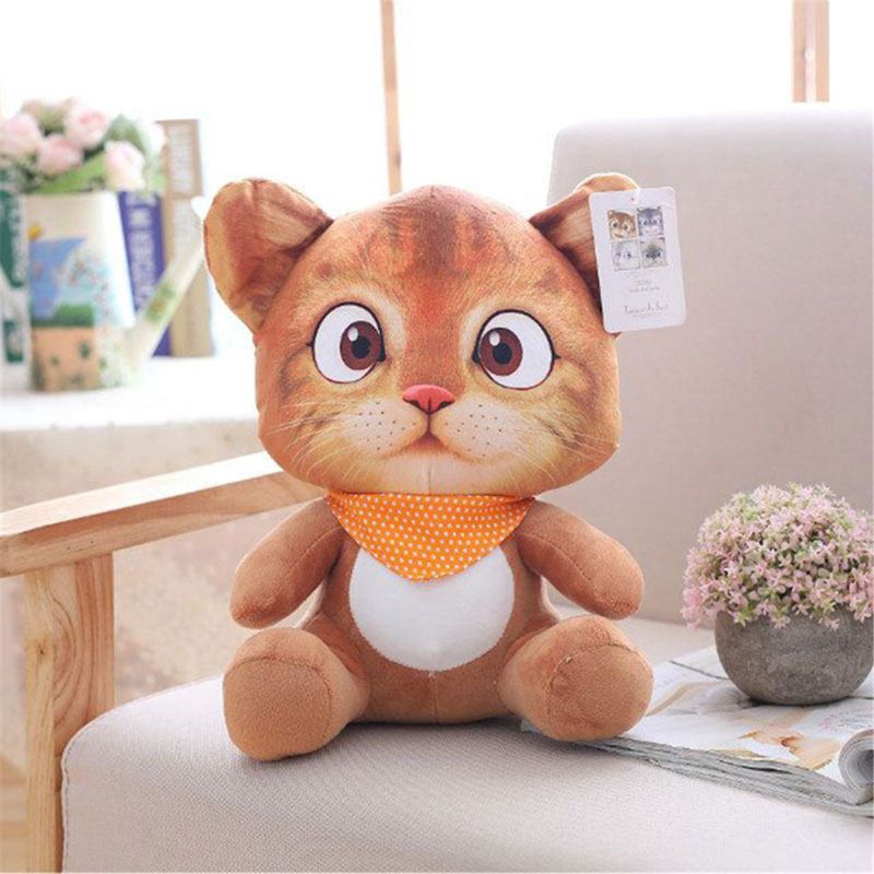 YOUN* 20cm Soft 3D Simulation Stuffed Cat Toys Sofa Pillow Cushion Plush Animal Cat Dolls Kids Toys