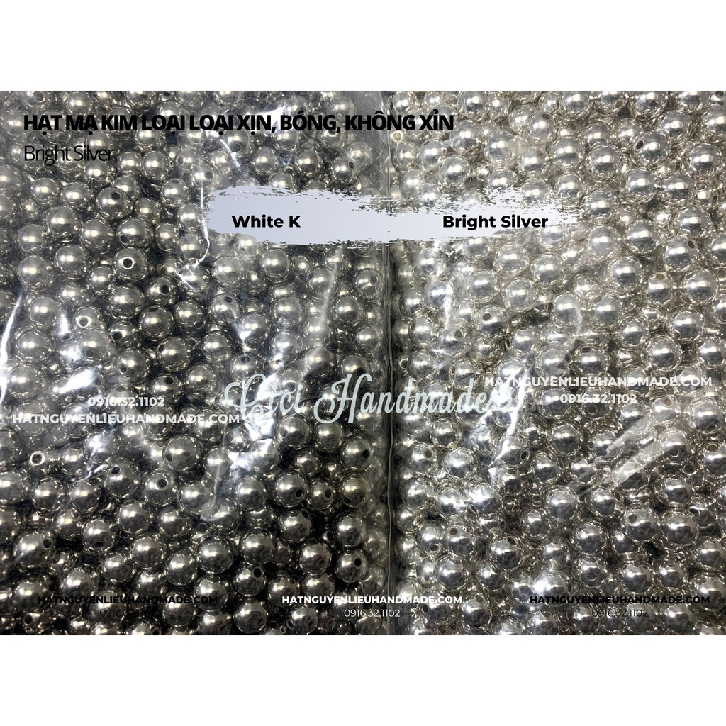 Hạt giả trai mạ kim loại, xịn, bóng, không gỉ Cici Handmade hạt cườm nguyên liệu tự làm kẹp tóc cô dâu đính kết