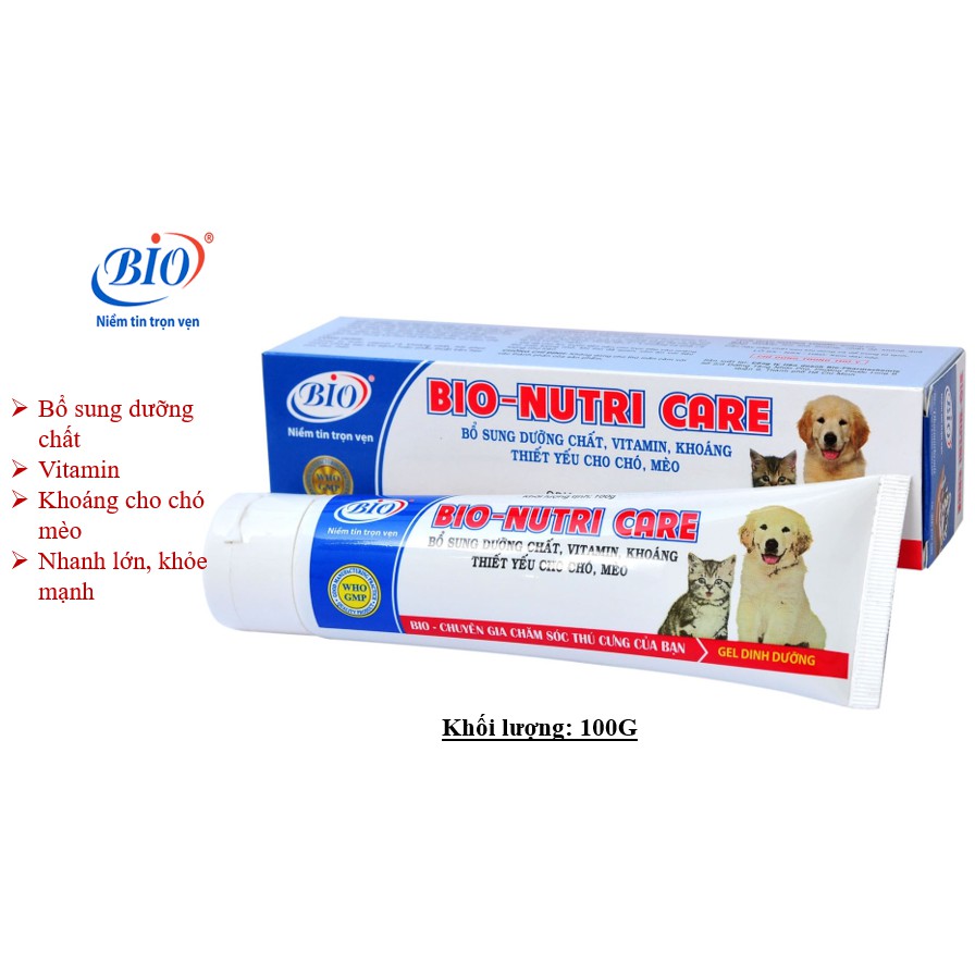 BIO- NUTRI CARE 100g Gel bổ sung chất dinh dưỡng thiết yếu, phục hồi sức khỏe cho chó mèo sau bệnh