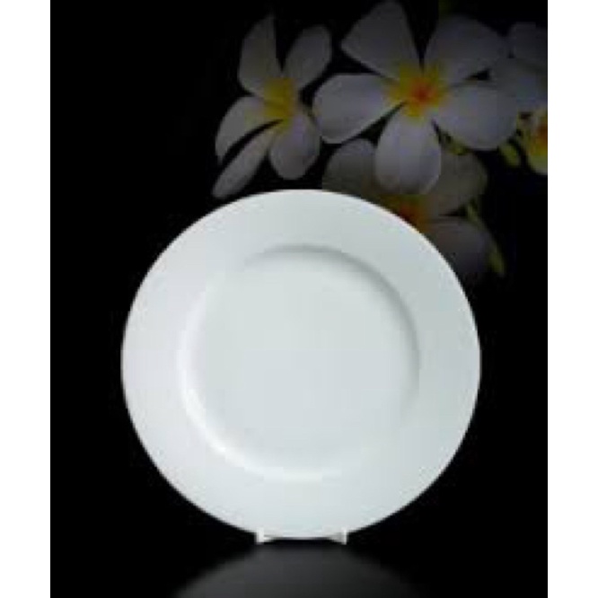 Set 2 Dĩa Sứ Ngấn Trắng Trơn 8inch 20cm - Đĩa Sứ Đựng Thức Ăn - Dĩa Sứ Tráng Men Cao Cấp