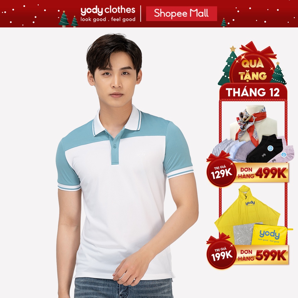 [Mã WABRYD221 giảm 10% đơn 250K] Áo phông polo nam YODY phối ngực vải coolmax thoàng mát chuẩn form APM3757