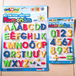 Combo 2 Bảng Chữ Cái Tiếng Việt In Hoa và Bảng Số Có Nam Châm Tiện Lợi Cho bé