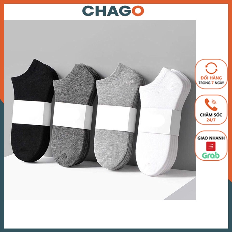 Tất ngắn nam Vớ thấp cổ 3 màu trơn chống hôi chân kháng khuẩn CHAGO PKG127