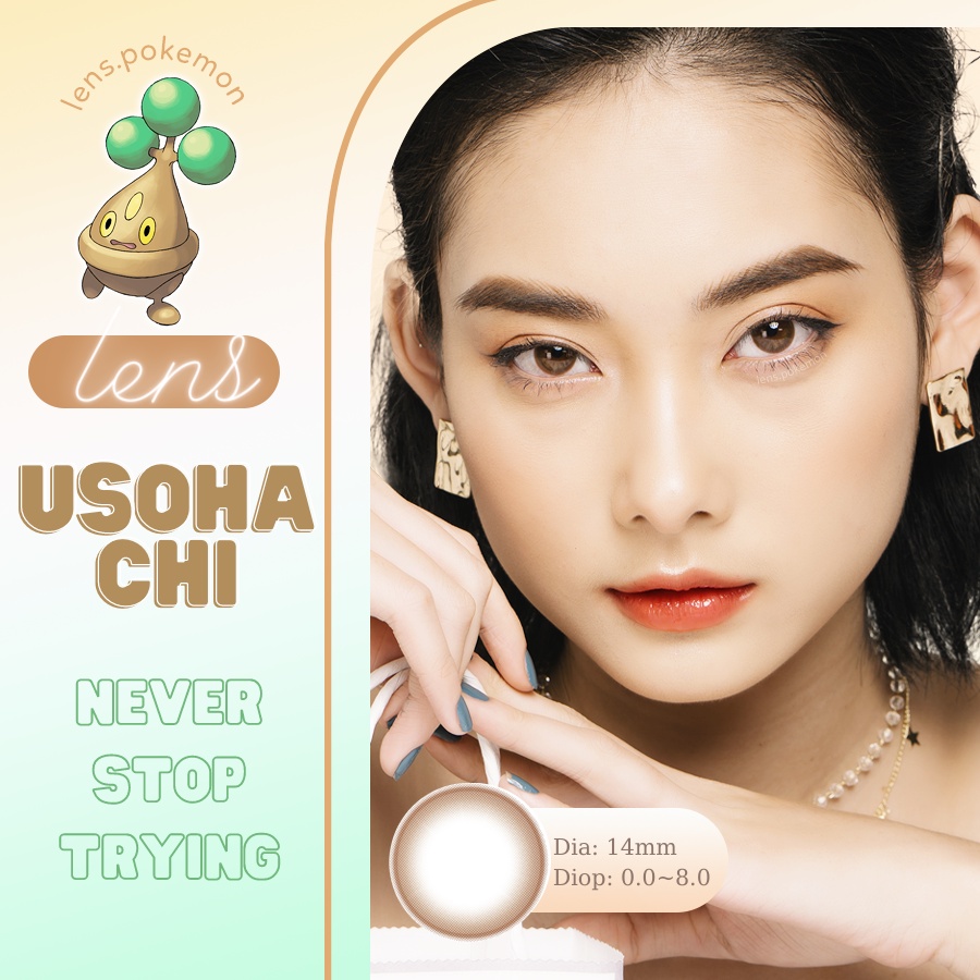 Kính áp tròng màu nâu hạt dẻ USOHACHI -BROWN, Lens giãn nhẹ  DIA 14.0 mm , made in Korea