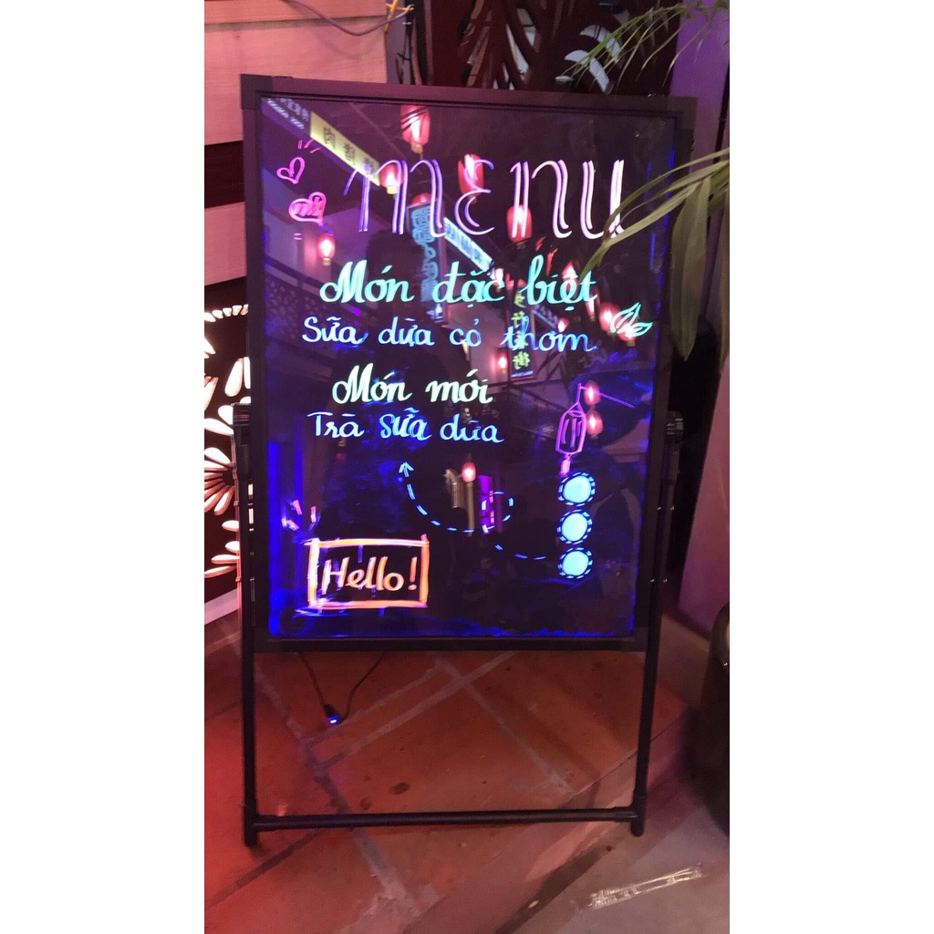 Bảng LED Huỳnh Quang Viết Tay 60x80cm, kệ thép chắc nhất hiện nay