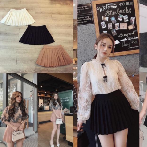 BÁN SỈ CHÂN VÁY XẾP LY NHỎ 2 MÀU CHO NỮ