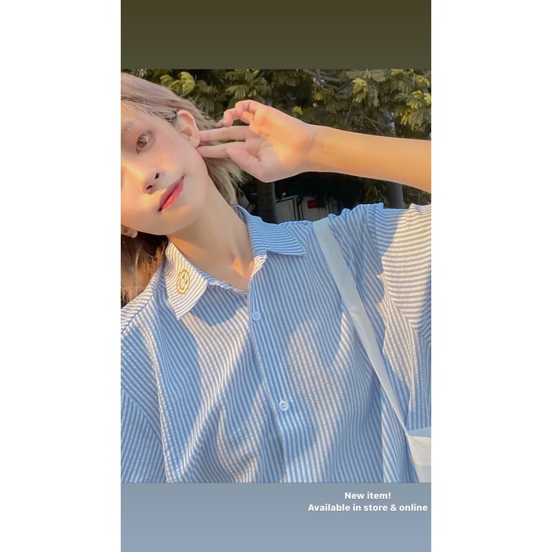 Áo sơ mi Stripe Pocket shirt - chi tiết thêu | BigBuy360 - bigbuy360.vn