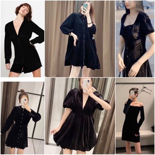 Đầm nhung đen mặc sang gầy, tôn làn da trắng DN7DSG54N10