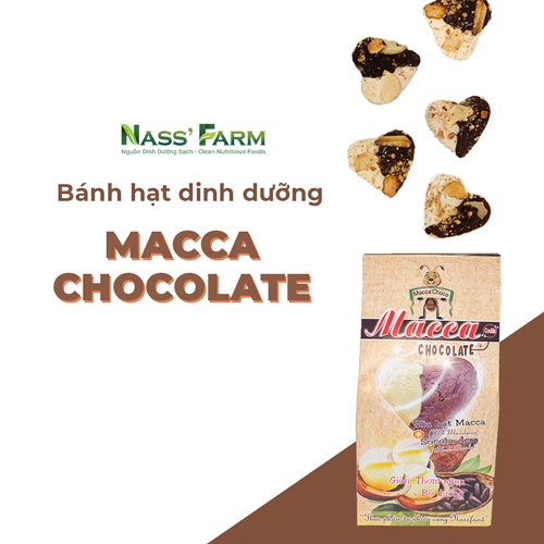 [BÁNH TRÁI TIM] Bánh quy dinh dưỡng giàu chất xơ hạt Mắc ca kết hợp Chocolate -  Hộp 12 bánh/45Gram