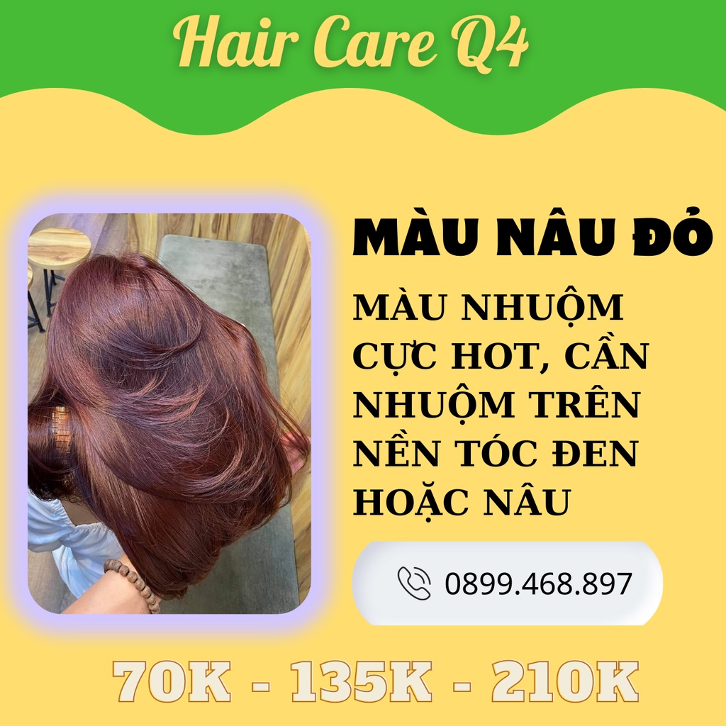 Thuốc nhuộm tóc màu nâu đồng ánh đỏ, nâu đỏ, nâu phủ bạc, nâu socola - Hair CAre Q4