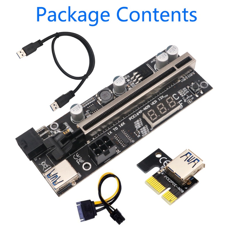 Thẻ Chuyển Đổi Pci-E Pcie 1x X16 Usb 3.0 6pin Cho Gpu Mining