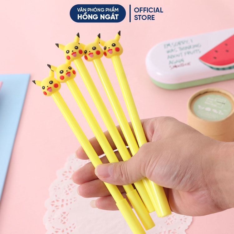 Bút bi cute pikachu, bút bi nước mực gel đen ngòi 0.5mm nhiều màu dễ thương đồ dùng học tập văn phòng phẩm B28
