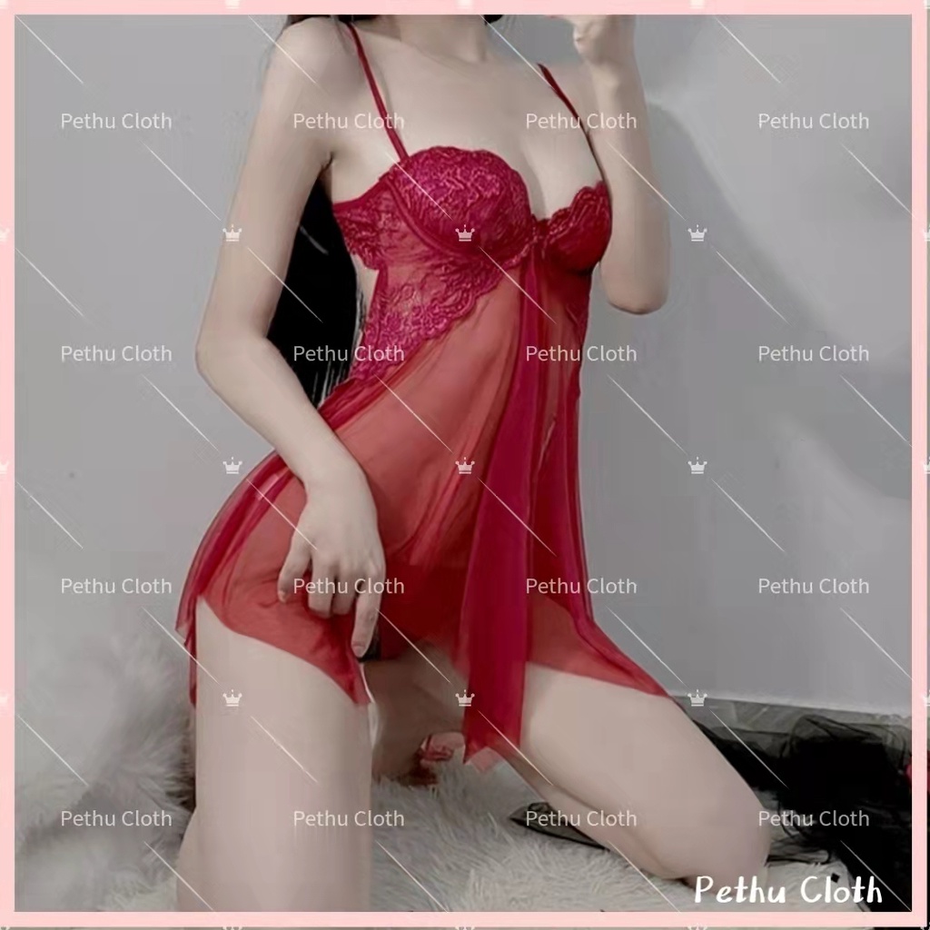 （Q1,HCM)  Có gọng kẽmĐồ ngủ sexy nữ2 dây ren hở lưng cổ chữ v bằng lụa lạnh phối ren thời quyến rũ cho nữ 40-65kg--010