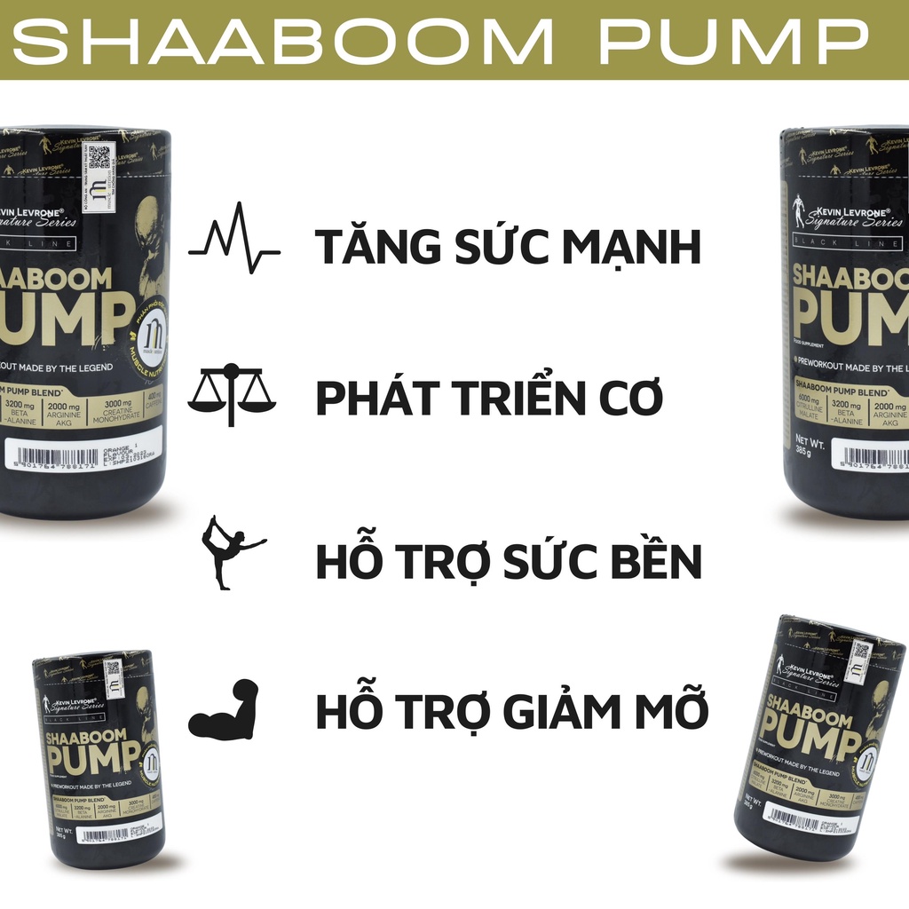 SHAABOOM PUMP - TĂNG SỨC MẠNH THÀNH PHẦN KHỦNG - HÃNG KEVIN LERVONE - CHÍNH HÃNG CÔNG TY MUSCLE NUTRITION