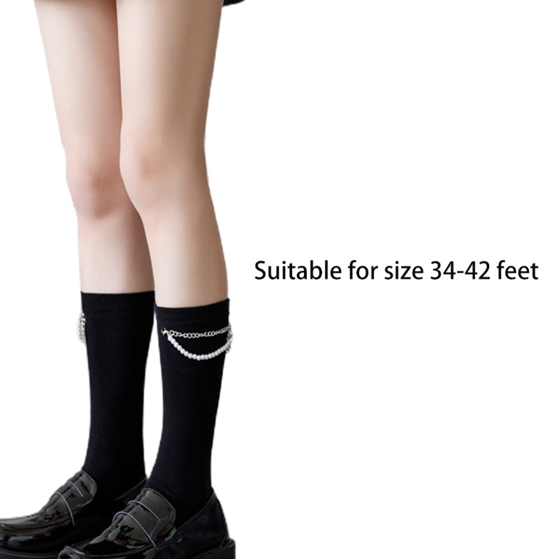 Vớ cotton trang trí ngọc trai giả phong cách Harajuku Nhật Bản cá tính