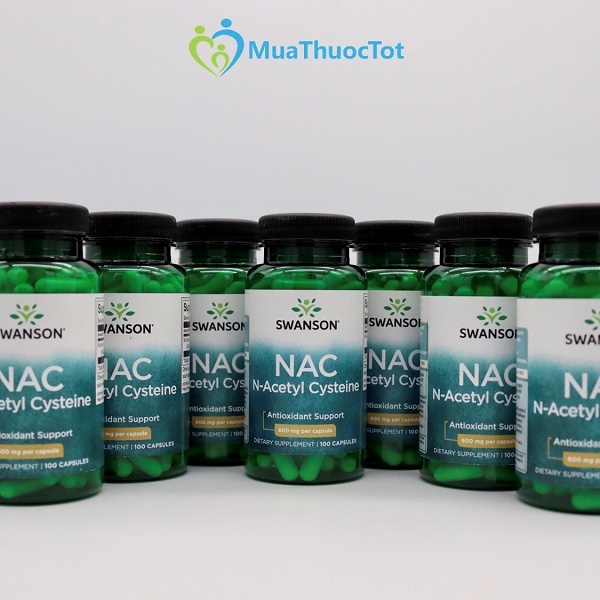 Swanson NAC N-Acetyl Cysteine 600mg 100 Viên - Hỗ trợ giải độc cơ thể, chống oxy hóa, ổn định huyết áp.