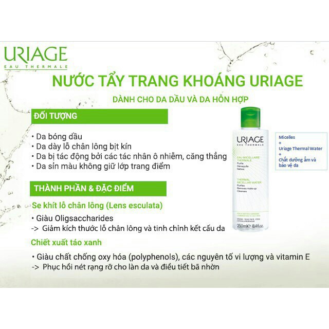 Nước tẩy trang làm sạch và làm dịu da URIAGE