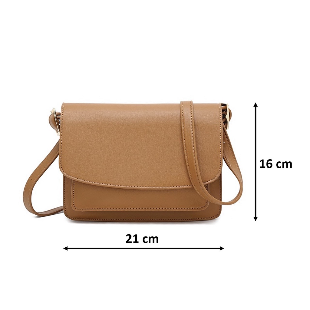 Túi Xách Nữ Đeo Chéo Đóng Hộp Basic Trơn Retro Ulzzang Style Công Sở Đi Chơi Đà Lạt Dã Ngoại Đi Làm