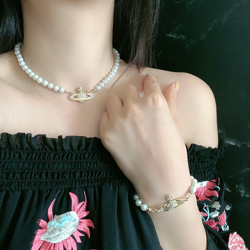 vòng cổ Hợp Kim Đính Ngọc Trai Nhân Tạo Xinh Xắn Cho Nữ