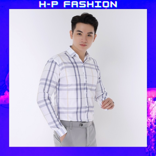 Áo sơ mi nam tay dài sọc caro, vải kate lụa cao cấp siêu mềm mịn và co giãn thời trang Hpfashion - SMNHP102