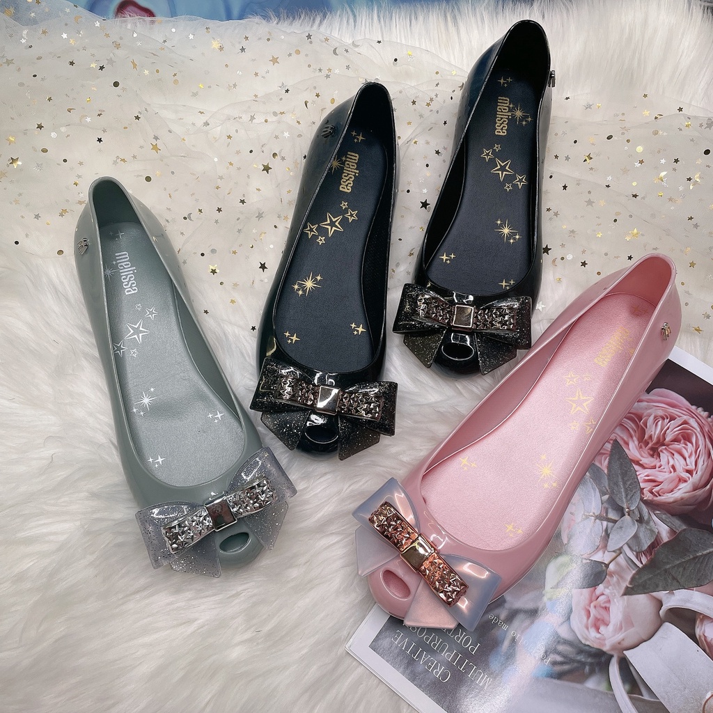 Giày búp bê đi biển Melissa màu thạch đính nơ thời trang hè 2020 mới cho nữ TTCL