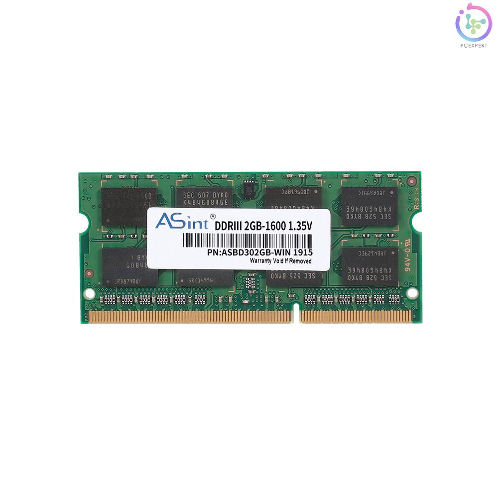 ASint SO-DDR3-1600-2GB DDR3 1600MHz 1.35V Laptop Memory PC RAM 204Pin Low Power Consumption DRAM Chip 2GB