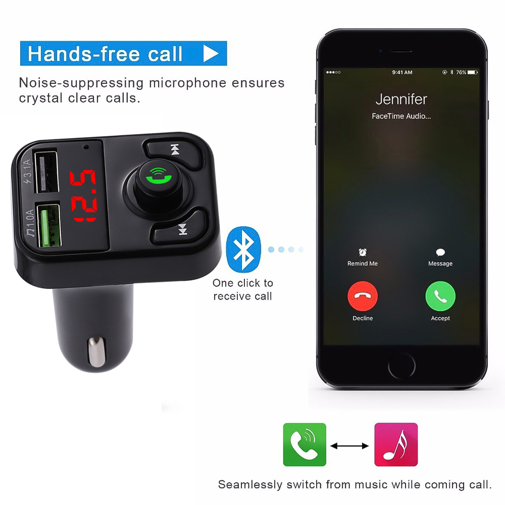 Đầu Phát Bluetooth 5.0 KEBIDUMEI X3 Kiêm Sạc Chuyên Dụng Cho Xe Hơi