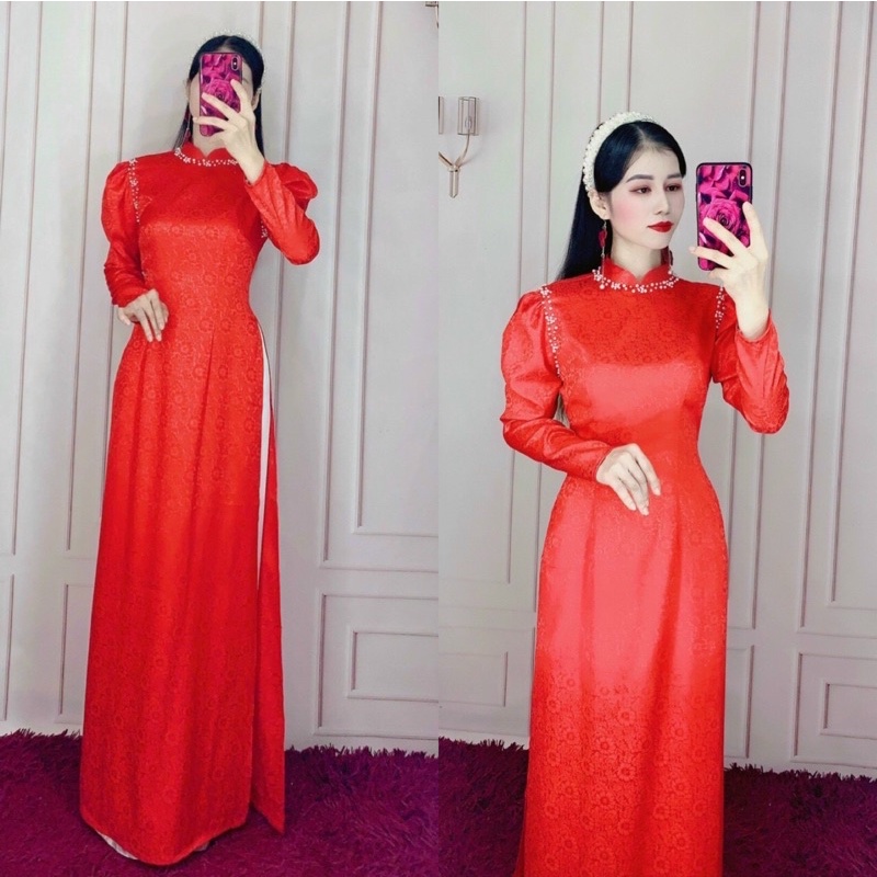 ÁO DÀI CƯỚI FULL SIZE S/M/L/XL ( ảnh tự chụp 100%)
